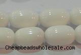 CAG7212 15.5 inches 10*14mm drum white agate gemstone beads