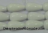 CAG722 15.5 inches 10*20mm teardrop white agate gemstone beads