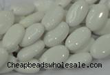 CAG724 15.5 inches 8*14mm oval white agate gemstone beads wholesale