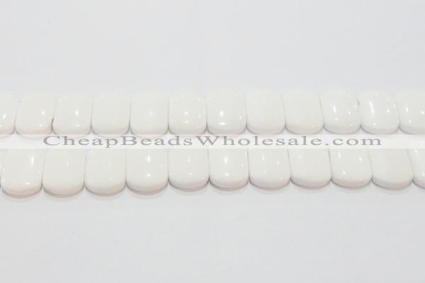 CAG7275 15.5 inches 18*25mm rectangle double drilled white agate beads