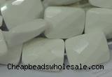 CAG728 15.5 inches 18*25mm twisted faceted rectangle white agate beads