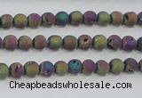 CAG7448 15.5 inches 4mm round plated druzy agate beads wholesale