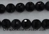 CAG7451 15.5 inches 6mm faceted round matte black agate beads