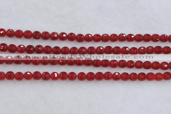 CAG7456 15.5 inches 6mm faceted round matte red agate beads