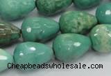 CAG7880 15.5 inches 15*20mm faceted teardrop grass agate beads