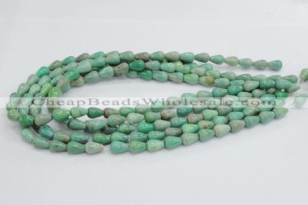 CAG7895 15.5 inches 8*10mm teardrop grass agate beads wholesale