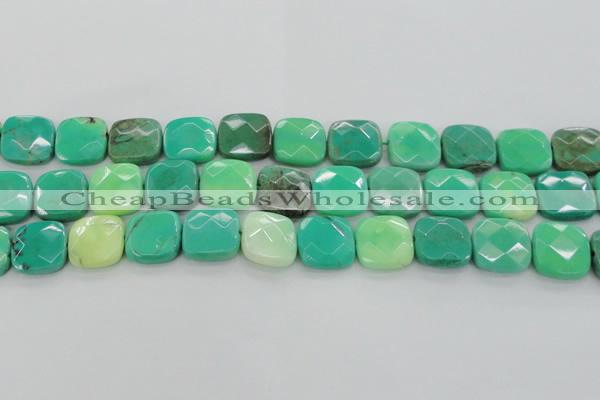 CAG7916 15.5 inches 20*20mm faceted square grass agate beads