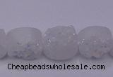 CAG7945 7.5 inches 8*10mm oval plated white druzy agate beads