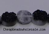 CAG7951 7.5 inches 8*10mm oval plated white druzy agate beads