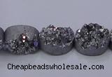 CAG7953 7.5 inches 8*10mm oval plated white druzy agate beads