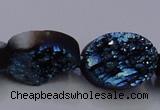 CAG7958 7.5 inches 12*16mm oval plated white druzy agate beads