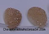 CAG7982 Top drilled 22*30mm flat teardrop plated white druzy agate beads