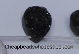 CAG7988 Top drilled 22*30mm flat teardrop plated white druzy agate beads