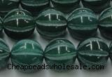 CAG8008 15.5 inches 14mm carved round green agate beads