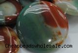 CAG807 15.5 inches 40mm flat round rainbow agate gemstone beads