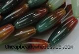 CAG810 15.5 inches 10*30mm rice rainbow agate gemstone beads