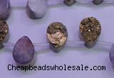 CAG8103 Top drilled 10*14mm teardrop glod plated druzy agate beads