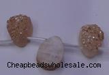 CAG8111 Top drilled 12*16mm teardrop champagne plated druzy agate beads