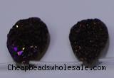 CAG8115 Top drilled 12*16mm teardrop purple plated druzy agate beads