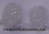 CAG8139 Top drilled 22*30mm teardrop white plated druzy agate beads