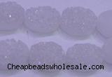 CAG8160 7.5 inches 12*16mm oval white plated druzy agate beads