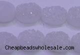 CAG8170 7.5 inches 13*18mm oval white plated druzy agate beads