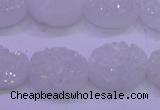 CAG8180 7.5 inches 15*20mm oval white plated druzy agate beads