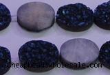 CAG8186 7.5 inches 15*20mm oval blue plated druzy agate beads