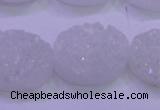 CAG8190 7.5 inches 18*25mm oval white plated druzy agate beads