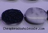 CAG8196 7.5 inches 18*25mm oval blue plated druzy agate beads