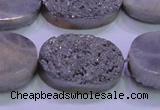 CAG8202 7.5 inches 20*30mm oval silver plated druzy agate beads