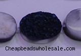 CAG8206 7.5 inches 20*30mm oval blue plated druzy agate beads