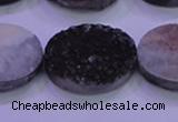 CAG8207 7.5 inches 20*30mm oval black plated druzy agate beads