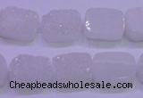 CAG8210 Top drilled 10*14mm rectangle white plated druzy agate beads