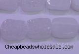 CAG8220 Top drilled 12*16mm rectangle white plated druzy agate beads