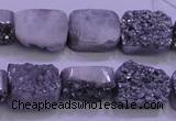 CAG8222 Top drilled 12*16mm rectangle silver plated druzy agate beads