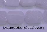 CAG8230 Top drilled 13*18mm rectangle white plated druzy agate beads