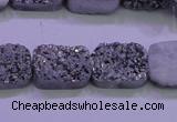 CAG8232 Top drilled 13*18mm rectangle silver plated druzy agate beads