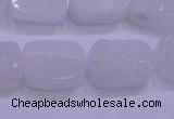 CAG8240 Top drilled 15*20mm rectangle white plated druzy agate beads