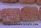 CAG8251 Top drilled 18*25mm rectangle champagne plated druzy agate beads