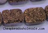 CAG8253 Top drilled 18*25mm rectangle glod plated druzy agate beads