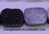 CAG8257 Top drilled 18*25mm rectangle black plated druzy agate beads