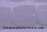 CAG8260 Top drilled 20*30mm rectangle white plated druzy agate beads