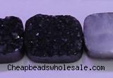 CAG8267 Top drilled 20*30mm rectangle black plated druzy agate beads