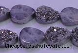 CAG8292 7.5 inches 13*18mm teardrop silver plated druzy agate beads