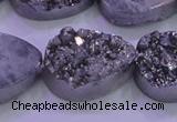 CAG8322 7.5 inches 20*30mm teardrop silver plated druzy agate beads