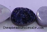 CAG8326 7.5 inches 20*30mm teardrop blue plated druzy agate beads