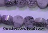 CAG8342 7.5 inches 12mm coin silver plated druzy agate beads