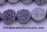 CAG8362 7.5 inches 16mm coin silver plated druzy agate beads