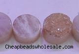 CAG8381 7.5 inches 20mm coin champagne plated druzy agate beads